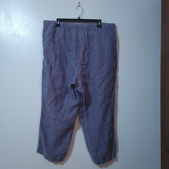 Pure Jill 100% Linen Cropped Pants Drawstring Women's Size XL Blue - Picture 5 of 9